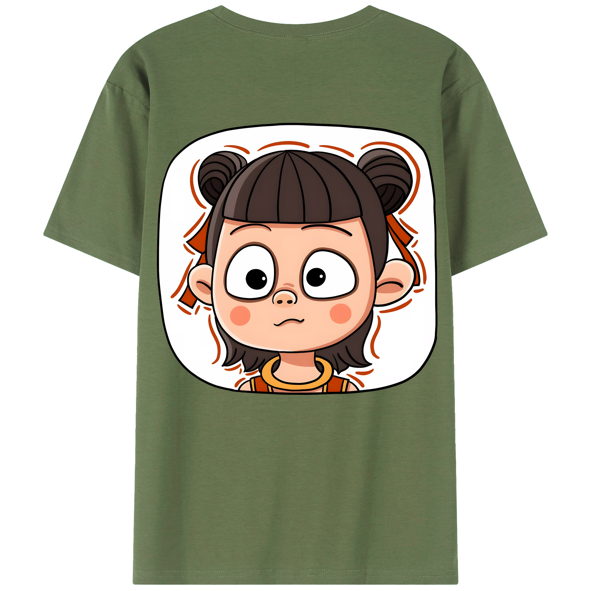 （画像用） Ne Zha 2 ナタ 魔童の大暴れ 綿100％ メンズ半袖Tシャツ（バックプリント） 通気性